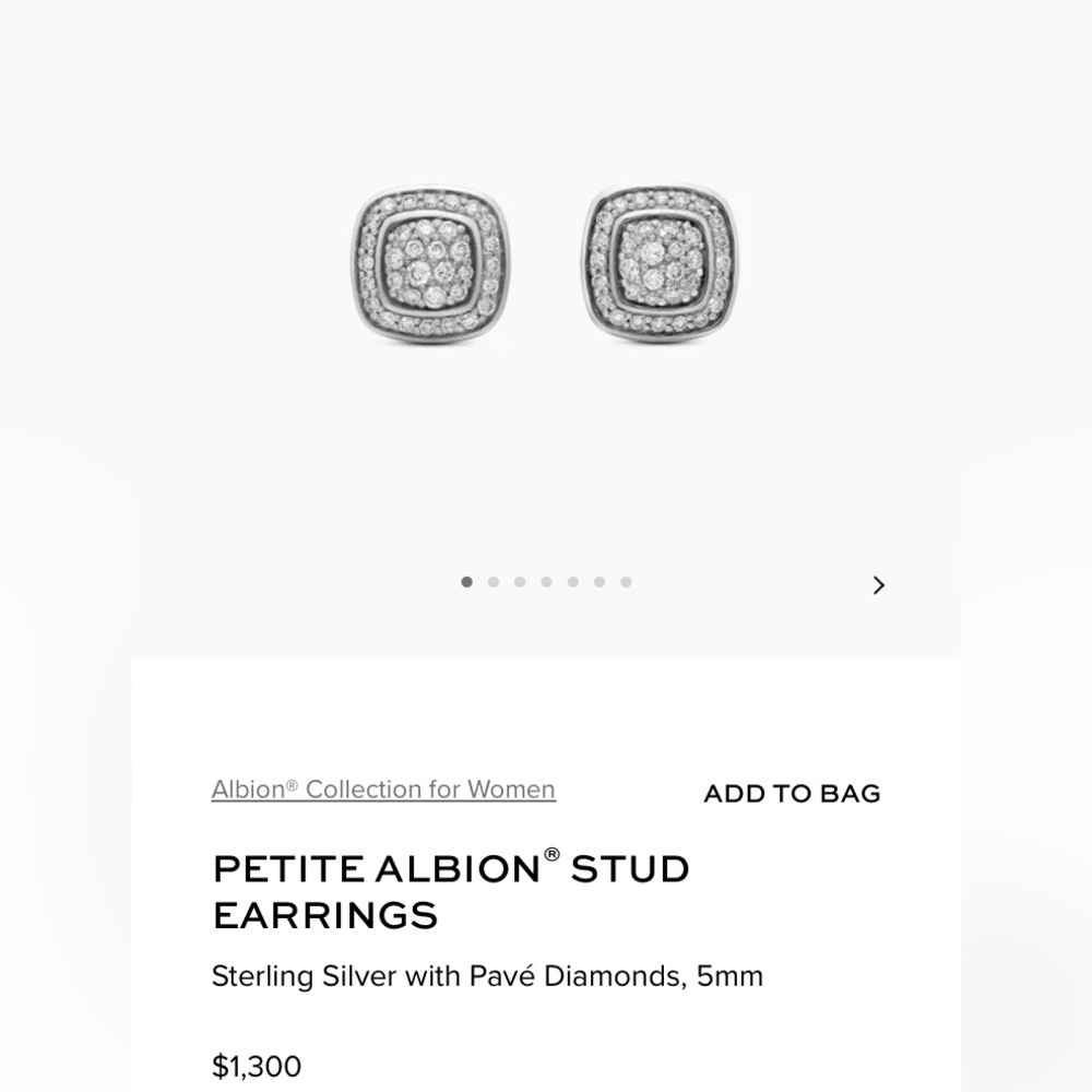 David Yurman Petite Albion  Silver and Diamond Stud Earrings - Picture 5 of 6